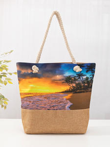 Asiatico <span class=keywords><strong>Zen</strong></span> Bali Smile Face in maglia di poliestere da viaggio da spiaggia Tote Shopping Bag - Product Image 2