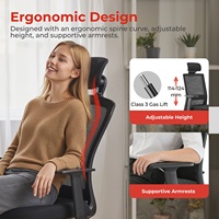 Chaise de bureau ergonomique pivotante noire à dossier haut réglable en maille, idéale pour le télétravail – Offre spéciale