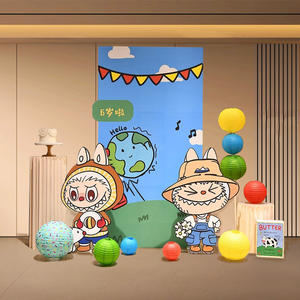 Décoration de fête pour anniversaire sur le thème des dessins animés pour garçons et filles, ballon pour un an, décoration de fête, plan de mise en page du panneau KT - Product Image 3