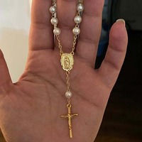 Gelang agama langsung pabrik rantai jari hadiah baptisan bayi perhiasan rosario kecil gelang salib manik-manik kristal