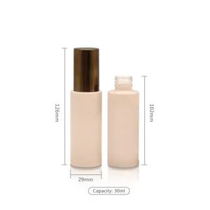 Luxury Pink Matte 15ml 30ml BB Cream Container Empty Glass Lotion Cosmetic Bottle