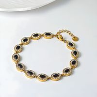 Bracelet géométrique ovale en acier inoxydable 316L plaqué or 18 carats avec zircone cubique colorée CYNYA pour femme, cadeau idéal pour le bureau/la carrière