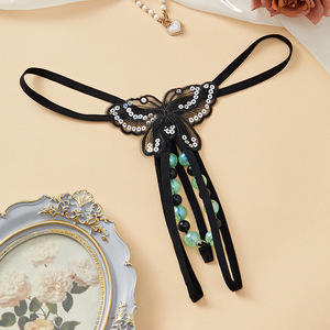 Ding Zhi Mei Sexy <b>Thong</b> Underwear With Beads And Sequin Butterfly Design For Women Intimates Accessories - Product Image 1