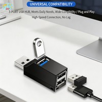 Mini Adaptador Hub USB 3.0 Compacto, Extensor Mini Splitter de 3 Puertos de Alta Velocidad para PC, Laptop, Disco U, Lector de Tarjetas, en Existencia