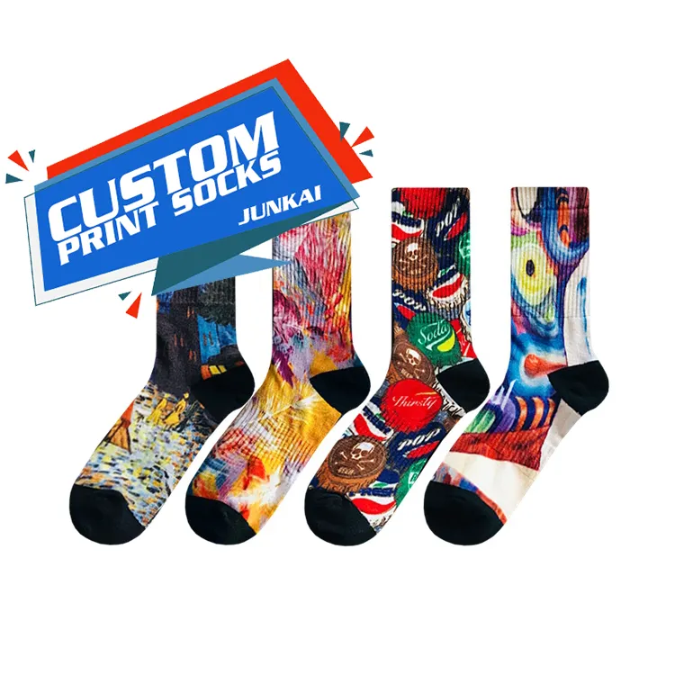 Custom Design Digitaldruck Socken 3D Sublimation bedruckte Socken für Herren