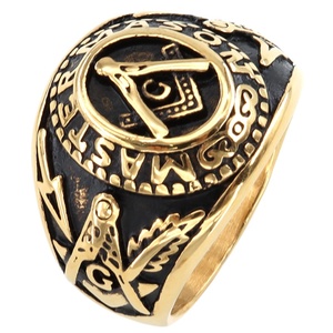 Cincin Singa Baja Anti Karat Berlapis Emas 18K PVD Beiyan Jewelry, Cincin Pria Freemason Jangkar Hitam Punk yang Dapat Dipersonalisasi untuk Pesta Pernikahan - Product Image 6