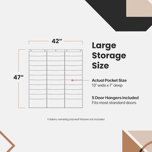 Creation <b>Wall</b> Storage Pocket Chart 30 Pockets Nylon Organizer With 5 Hangers For Classroom Office Use - Product Image 2