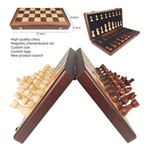 تصميم جديد 15 بوصة عالية الجودة لعبة المجلس المحمولة طوي الفاخرة خشبية مجموعة الشطرنج المغناطيسي - Product Image 1