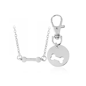 Cross border hot selling creative jewelry I love My Owner I love My Dog pet dog bone stainless steel necklace