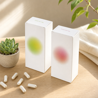 Boîte pliante blanche personnalisée avec impression dégradée douce CMYK, fermeture à languette, pour emballage de capsules de suppléments de santé et de vitamines