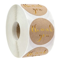 Étiquettes, feuille d'or privée de luxe, krafts personnalisés, rondes, en papier Kraft, impression merci, pièces