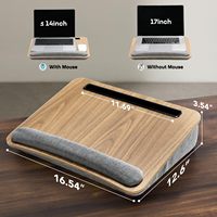 Support pour ordinateur portable en bambou JQ, support pour ordinateur portable, tablette avec coussin d'appui, fonction de rangement pour la maison et le bureau