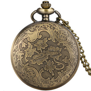 Reloj de Bolsillo con Cadena y Colgante Antiguo de Cuarzo con Caja de Metal Bronce con Diseño de Póker y Esfera con Diseño de Muerte - Product Image 3