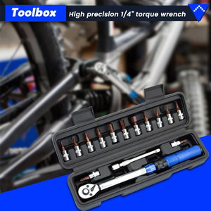 Podofo High Quality Multifunctional 13PCS Bicycle Quick-release 0.2NM Wrench 2 to 24NM Adjustable Small Torque Ratchet Wrench - Product Image 2