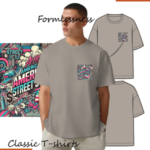 FLN <span class=keywords><strong>2026</strong></span> T-shirt Oversize di Alta Qualità 100% Cotone, Abbigliamento Streetwear con Spalle Scese, Maglietta Vintage Stampata per Uomo - Product Image 5