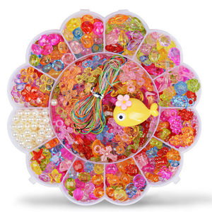 DIY Handmade Bead Toys plastic gems Plum Blossom Box Set Weaving bracelet beads diy crystals for jewelry making for girl