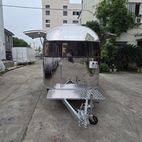 Remorque de restauration mobile en acier inoxydable pour pizzas, hamburgers, café, churros