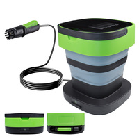 Seau pliable multifonctionnel écologique sans fil 12V avec pulvérisateur à main intégré et réservoir d'eau en plastique rechargeable
