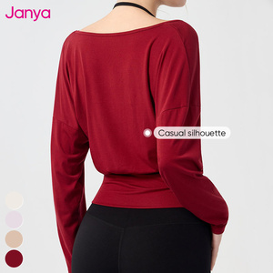 Chemise de sport à manches longues de haute qualité <span class=keywords><strong>et</strong></span> légère Janya en gros, <span class=keywords><strong>haut</strong></span> de sport de fitness, <span class=keywords><strong>haut</strong></span> de yoga à col en V profond pour femmes - Product Image 4