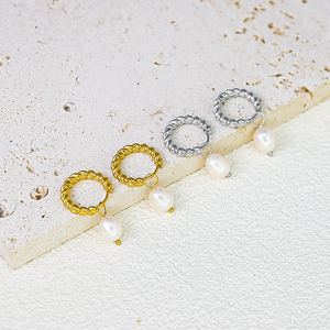 Customized Elegant Pearl Drop Earrings for Women <strong>Stainless</strong> <strong>Steel</strong> <strong>Jewelry</strong> Daily Outfit Lightweight French Style Accessories - Product Image 2