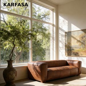 Divano Moderno di Lusso in Stile Industriale Vintage per Villa e Club, in Vera Pelle a Tre Posti Personalizzabile, Divano in Pelle Bovina - Product Image 5