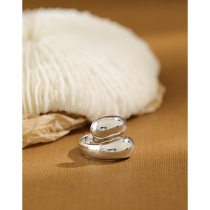 INS Trendy Fine Jewelry Niche Design S925 <strong>Sterling</strong> <strong>Silver</strong> <strong>Ring</strong> 18K Gold Plated Water Drop Versatile <strong>Silver</strong> <strong>Adjustable</strong> <strong>Ring</strong> Women - Product Image 3