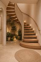 Escalier courbé sur mesure avec marches en pierre, marbre et granit, marches d'escalier en arc pour la décoration intérieure de villa