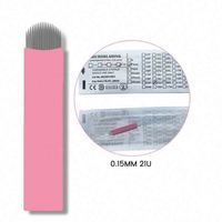 Lames de microblading jetables 12F 14F 16F 18F 21F 12U 14U 16U 18U 21U, aiguilles de tatouage ultra-fines de 0,15 mm, fournitures pour sourcils
