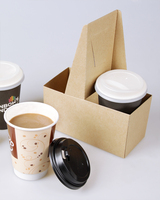 Support de tasses en carton kraft imprimé, personnalisé, facile à transporter, lot de 2, pour café et soda, vente en gros