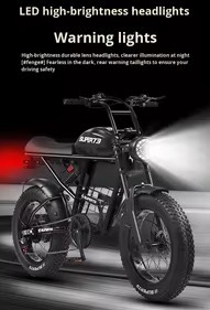 -Y1 Bicicleta eléctrica retro Velocidad variable Bicicleta de montaña todoterreno para adultos 750W Buje trasero Batería de litio asistida eléctrica - Product Image 4