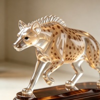 Sculptures d'hyéna tachetée BZY de taille personnalisable (modèles d'extérieur ou de bureau) pour la décoration intérieure, statues en résine cristalline transparente