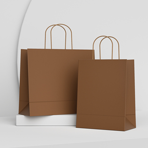 حقيبة بنية بيضاء من ورق الكرافت أكياس ورقية للسوبر ماركت حقيبة ورقية كرافت متينة متينة - Product Image 1