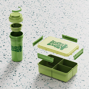 Boîte à lunch en plastique avec couvercle, motif dessin animé mignon, gourde incluse, compatible micro-ondes, portable, hermétique, 3 compartiments, pour la rentrée scolaire - Product Image 1