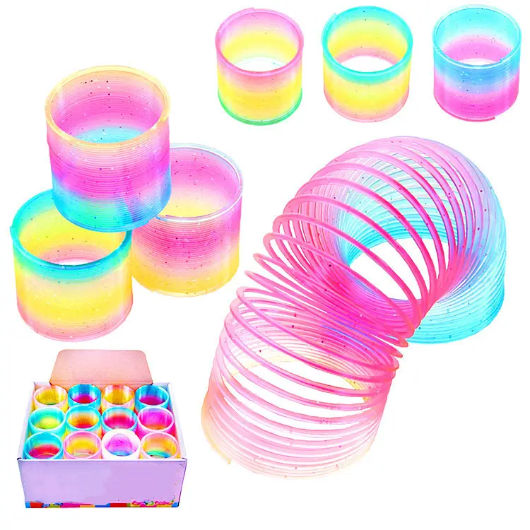2021 Hot Selling Bunte Regenbogen Neon Kunststoff Magic Spring Toy Party Zubehör für Jungen Mädchen Geschenks pielzeug, Ostern, Halloween