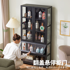 Vitrina para vinos, mueble de almacenamiento y exhibición para sala de estar, diseño moderno minimalista con puertas de vidrio y múltiples estantes - Product Image 3