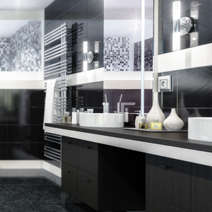 Ensemble de coiffeuse de salle de bain moderne et luxueuse en quartz Petit miroir mural en bois PVC marbre personnalisé Meubles en mélamine prêts à l'emploi - Product Image 2