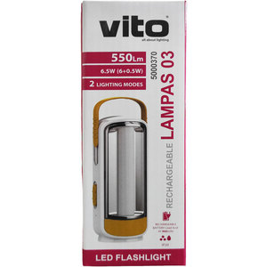 Vito <b>Rechargeable</b> <b>Flashlight</b> 6W 500Lm Cold White Camping Lamp - Product Image 3