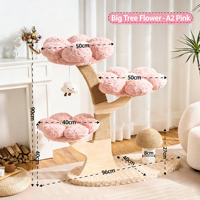 Maison pour chat de luxe moderne en bois massif naturel durable, arbre à chat d'intérieur avec griffoir et structure d'escalade, nid pour la décoration de la maison