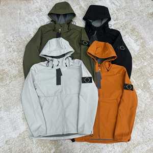 Parka con Capucha para Hombre, Resistente al Viento, Impermeable, de Nailon, para Exteriores, Corte Regular, Color Sólido, Logotipo en la Manga Izquierda - Product Image 2