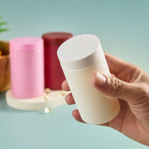 Récipient en plastique mat mince et haut, couleur personnalisée, avec couvercle, compartiment pour vitamines, capsules, médicaments au toucher doux - Product Image 1