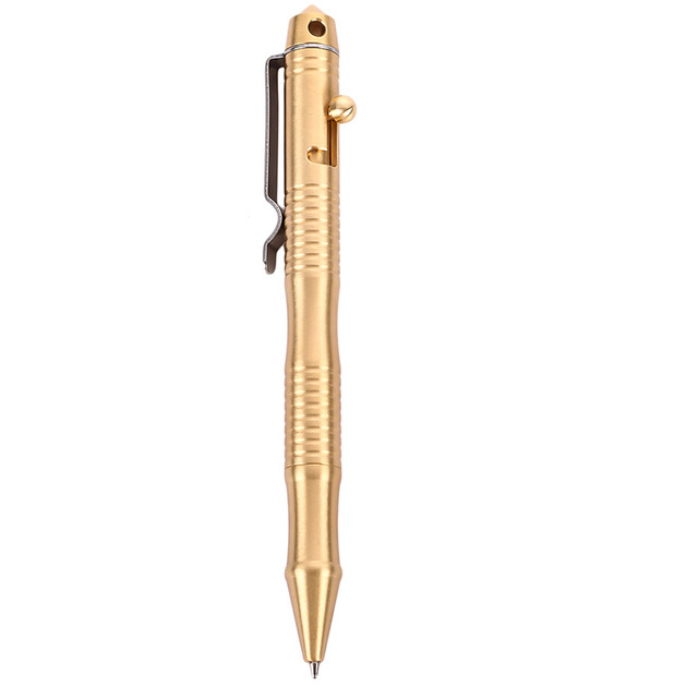 Gold Eyebolt Thread Bolt Action Tactical Pen Portable Delicate Copper Brass Solder EDC Pocket Pen With Glass Breaker