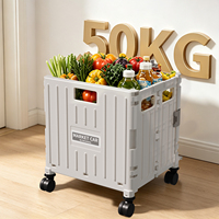 Chariot pliant personnalisé en plastique moulé par injection, écologique, pour le rangement de fournitures de dortoir, de jardin et de supermarché