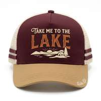 Gorra de béisbol trucker snapback de 5 paneles con visera curva, espalda de malla a rayas de dos tonos, estilo retro vintage, personalizada al por mayor