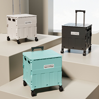 Chariot robuste à 4 roues pliable pour courses et courses alimentaires, chariot utilitaire en plastique PP