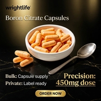 Capsules de citrate de bore 450 mg, complément alimentaire à marque privée pour adultes