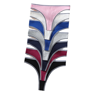 New Arrival Women's Mid Waist <strong>Underwear</strong> Thongs Striped Waistband Custom High Elastic Soft Panties Woven Method - Product Image 1