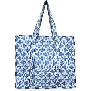 Sac fourre-tout matelassé en coton Third Eye Export 18x16, grand sac de plage avec fermeture éclair, design tendance toutes saisons pour femme, voyage et travail - Product Image 1