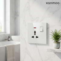 Interruptor de pared de vidrio templado, toma de corriente USB tipo C UK13A, interruptor de 1 vía y 2 velocidades, panel de enchufe eléctrico de 220V