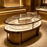 Vitrine à bijoux GZowin en bois écologique gris foncé avec éclairage LED pour l'affichage en magasin