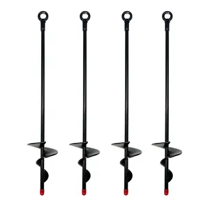 12 Inch Big Dog Tie Out Cable Heavy Duty Tie-Down Earth Screw Dog Steel Spiral Ground Anchor Set With Drill Sockets